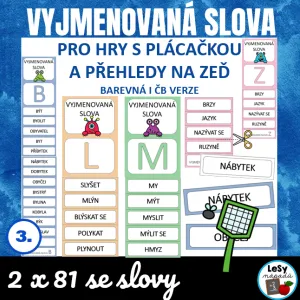 Vyjmenovaná slova pro hry s plácačkou a plakáty 