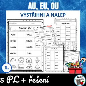 Au, eu, ou - vystřihni a nalep