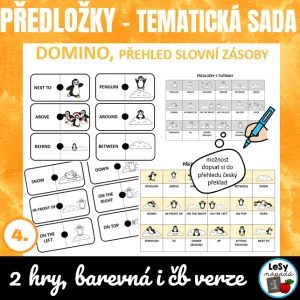 AJ Obrázkové domino - předložky s tučňáky
