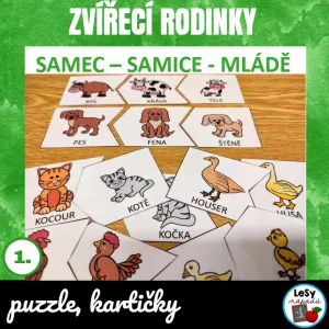 Zvířecí rodinky - puzzle a kartičky