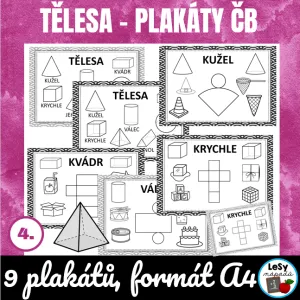 Tělesa a jejich sítě čb - plakáty