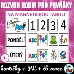 Rozvrh hodin se symboly pro prvňáky