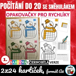 Počítání do 20 v tabulkách se sněhuláky