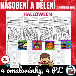 Halloween - násobení a dělení s omalovánkou