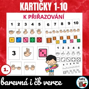 Kartičky 1-10 k přiřazování