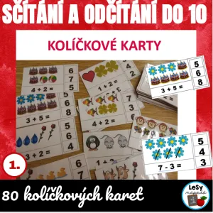 Sčítání a odčítání do 10 - kolíčkové karty