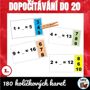 Dopočítávání do 20 - kolíčkové karty