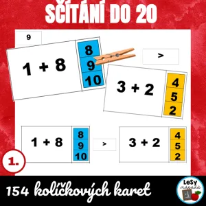 Sčítání do 20 - kolíčkové karty