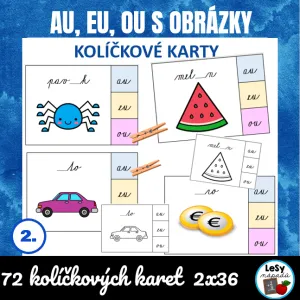 Au, eu, ou - kolíčkové karty s psacím písmem