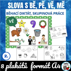 Slova s bě, pě, vě, mě - běhací diktát