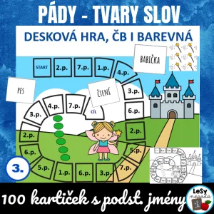Pády - tvary slov, desková hra