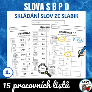 Slova s B D P - pracovní listy