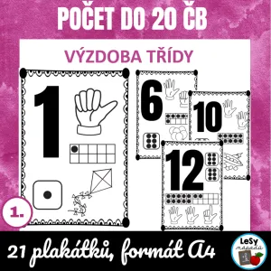 Počet do 20 - čb plakáty