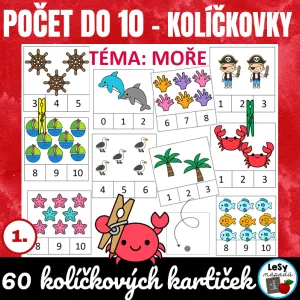 Počet do 10 - kolíčkové kartičky, moře
