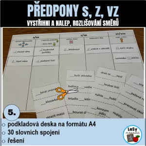 Předpony s, z, vz - vystřihni a nalep, zdarma