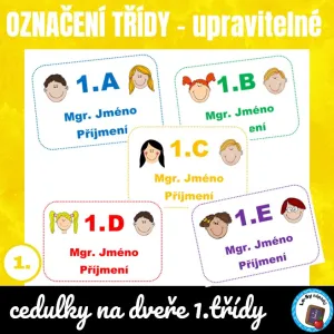 Cedulky na dveře třídy - zdarma
