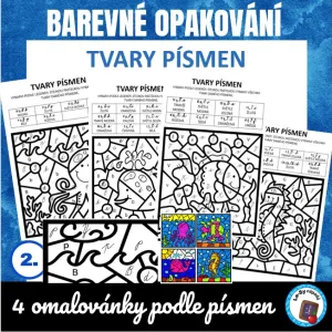 Tvary písmen - 4 omalovánky