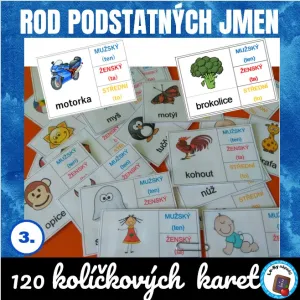 Rod podstatných jmen - kolíčkové karty