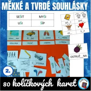 Měkké a tvrdé souhlásky - kartičky s obrázky