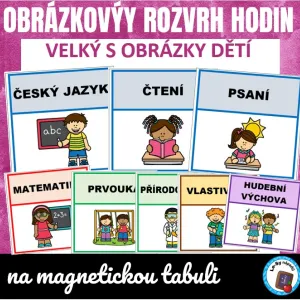 Velký rozvrh hodin s obrázky dětí
