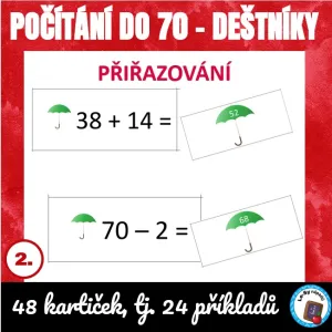 Počítání do 70 - deštníky