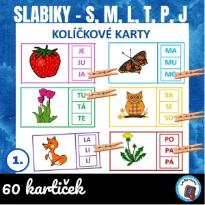 Slabiky - kolíčkové karty