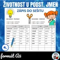 Životnost u podst. jmen - zápis do sešitu, zdarma