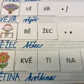 Materiál Skládání slov ze slabik (dě-tě-ně, bě-pě-vě-mě) použitý ve třídě